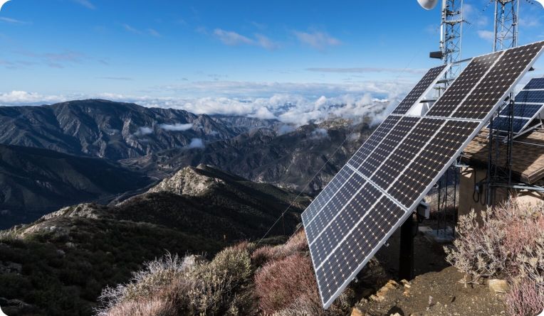 Solar panel on top of a mountain